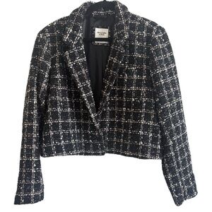 Abercrombie & Fitch Black and White Plaid Blazer